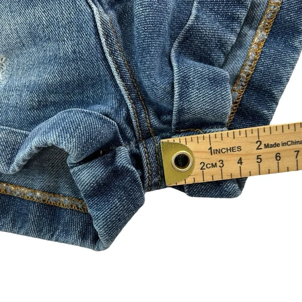 Bullhead Jean Shorts Size 5 Mom Short High Rise Distressed Rolled Cuff Ripped - Picture 6 of 7